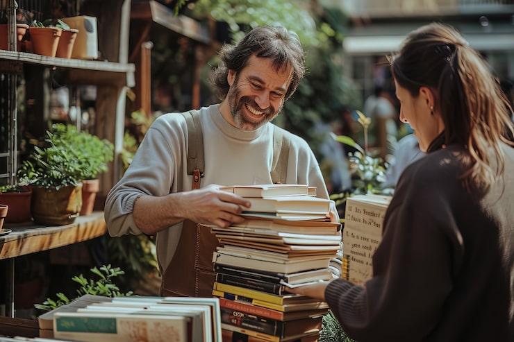 realistic scene with books neighborhood yard sale 23 2151238295 (1)